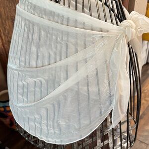 Elegant Sheer White Wrap Sarong.  39” X 17”.
